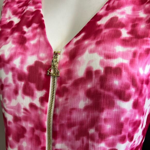 DKNY dress plus size 14 pink white tie-waist sleeveless‎ sheath spring casual - Picture 6 of 6